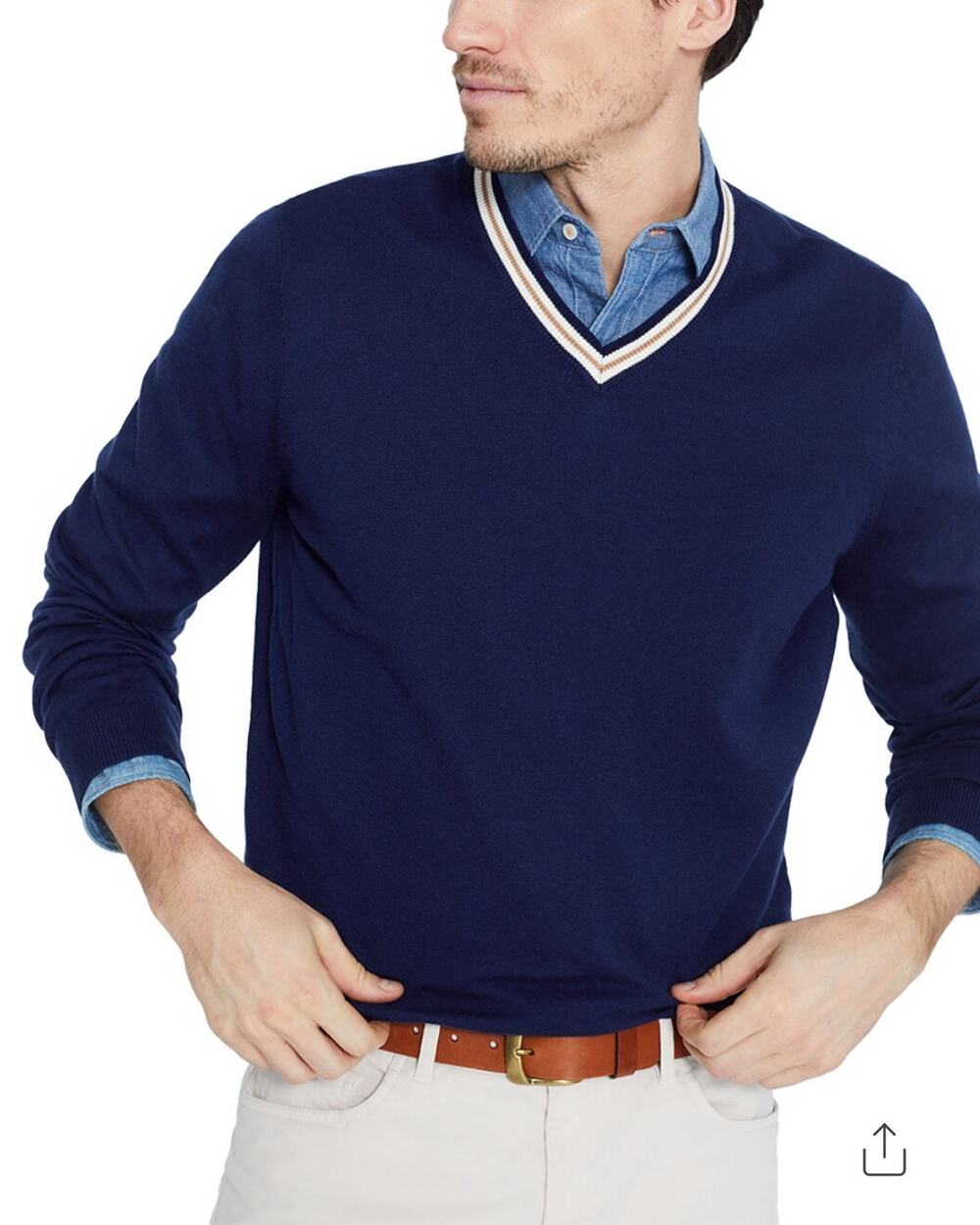 J. McLaughlin Keene Solid Cashmere Blend Sweater Blue XL
